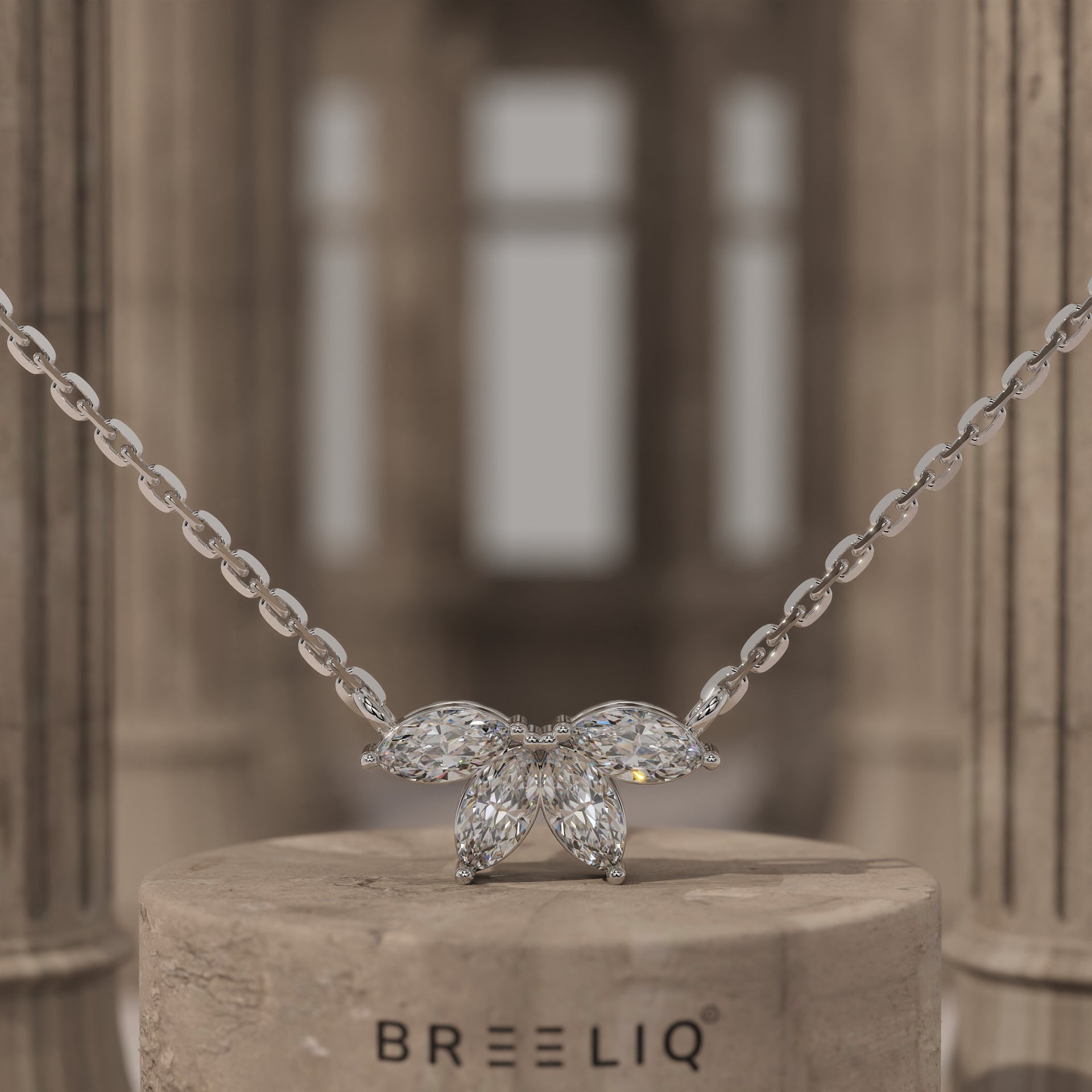 Marquise Flower Petal Diamond Necklace