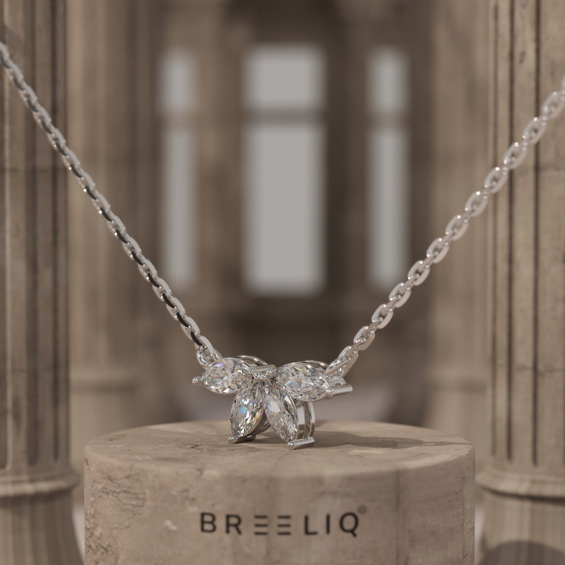 Marquise Flower Petal Diamond Necklace