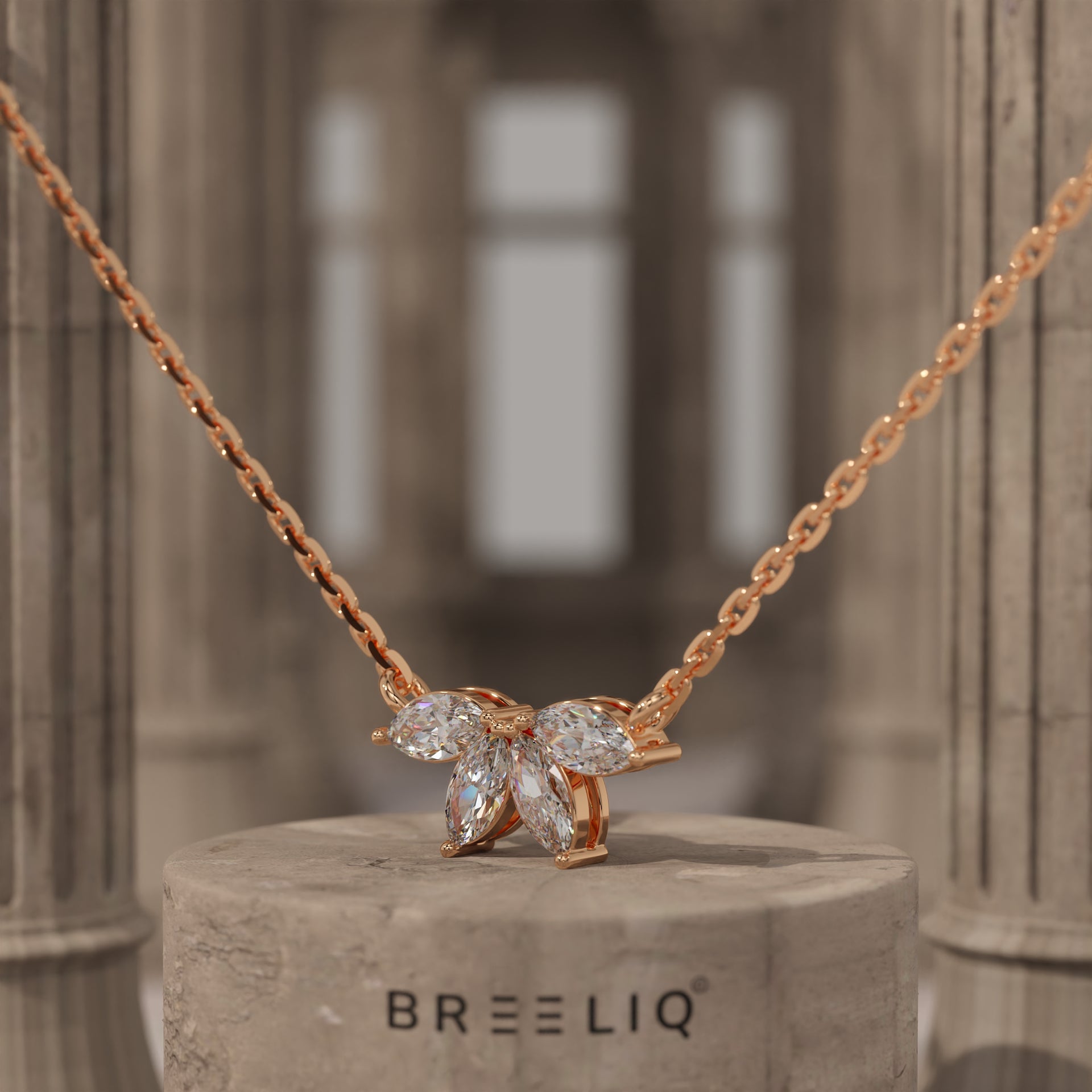 Marquise Flower Petal Diamond Necklace