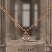 Pear Bezel Initial Necklace