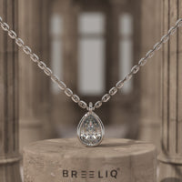 Pear Bezel Initial Necklace