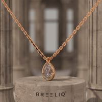 Pear Bezel Initial Necklace