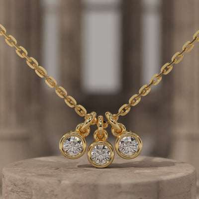 3 Stone Bezel Diamond Necklace