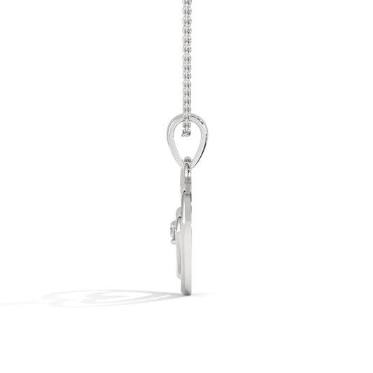 Sophisticated Double Heart With One Diamond Silver Necklace