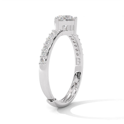 Solitaire Pear Silver Ring For Women