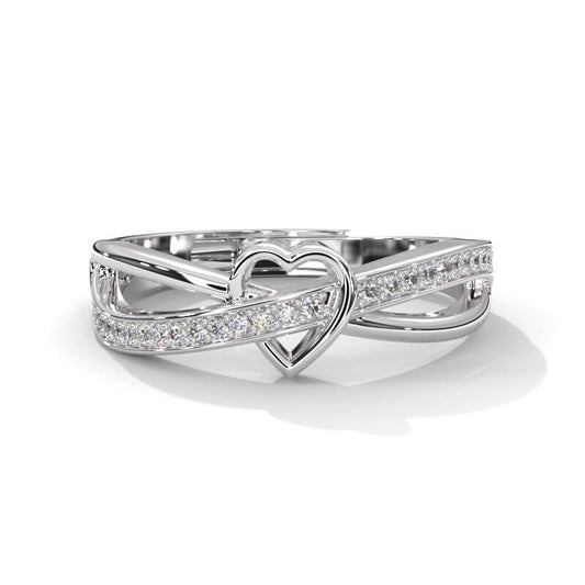 Hollow Heart Silver Ring for Women