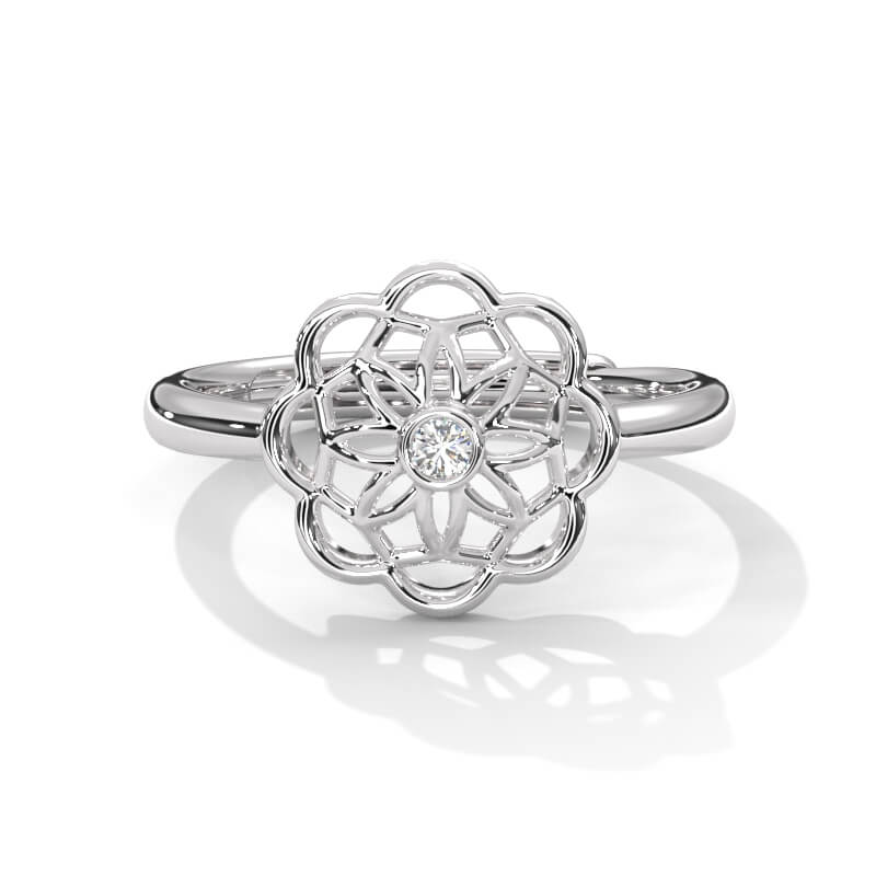 Flower Mandala 925 Sterling Silver Ring