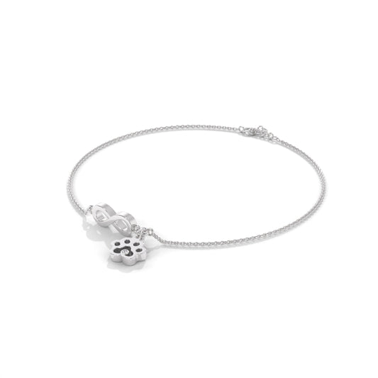 Infinity symbol dog cat paw silver anklet for women