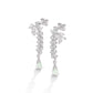 Rhodium Plated Marriage Marquise Cubic Zirconia Tear Long French Clasp Studs