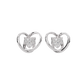 Silver Diamond Heart Earrings