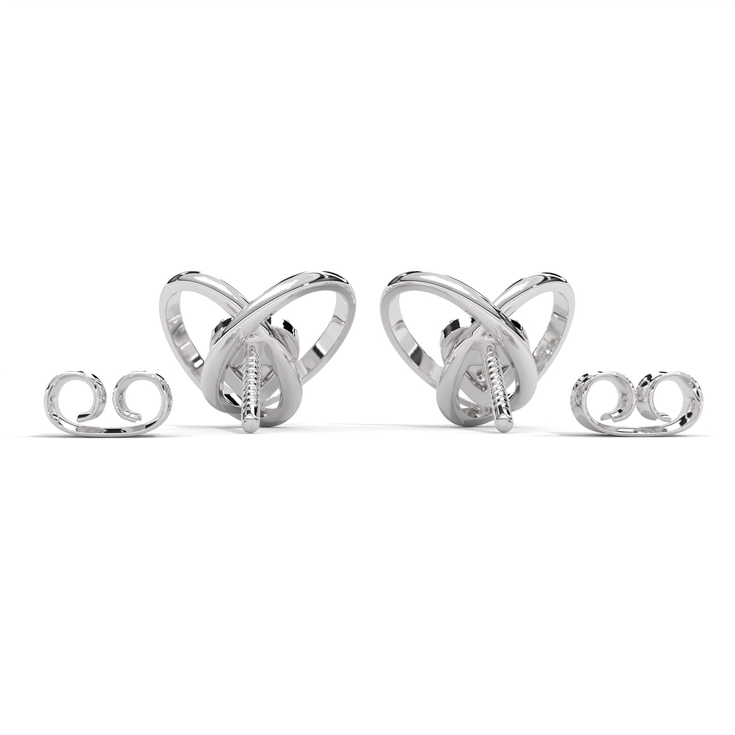 Silver Diamond Heart Earrings