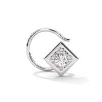 Square Bezel Prong Cubic Zirconia Silver Nose Pin