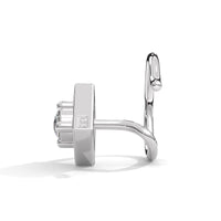 Square Bezel Prong Cubic Zirconia Silver Nose Pin