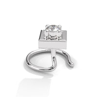 Square Bezel Prong Cubic Zirconia Silver Nose Pin