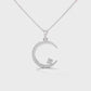 Small Creascent Moon Silver Diamond Pendant