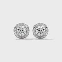 Diamond Cluster Stud Silver Earrings