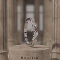Olive Branch Diamond Curved Wedding Band
