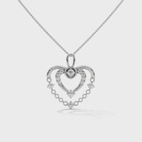 Stylish Dual Heart With Chain Silver Necklace