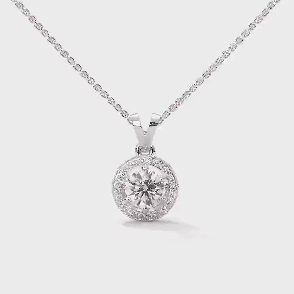 Crystal Circle Silver Necklace Pendant