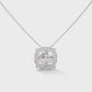 Silver Princess Cut Diamond Halo Pendant Necklace 