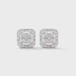 Square Diamond Shaped Stud Silver Earrings