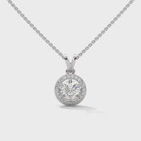 Beautiful Flower Round Pendant Sterling Silver Necklace