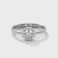 Nature-Inspired Silver Diamond Ring