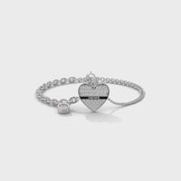 Heart Charm Silver Diamond Bracelet