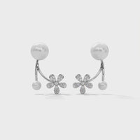 Diamond & South Sea Pearl Drop Silver Earrings