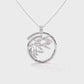 Silver Leaf Necklace - Circle pendant