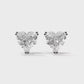 Heart Shape Diamond Stud Silver Earrings