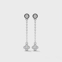 Clover Dropping Silver Earrings
